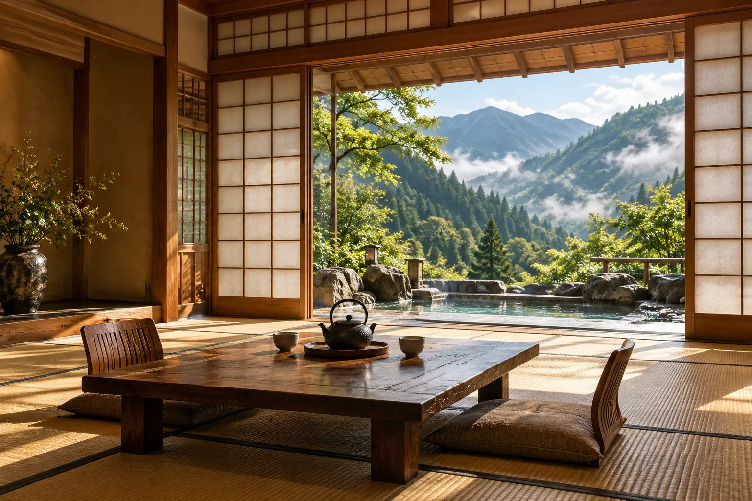 明るい和室と低い机