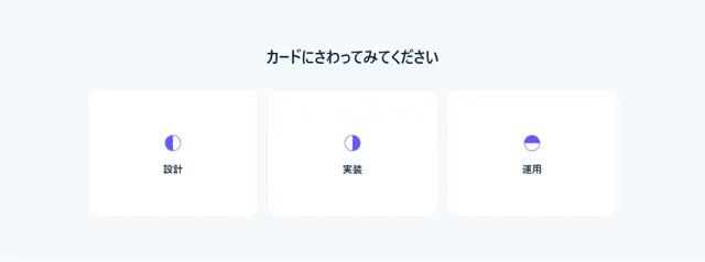CSSアニメーションのパーツ「ホバーで開くカード（3D）」