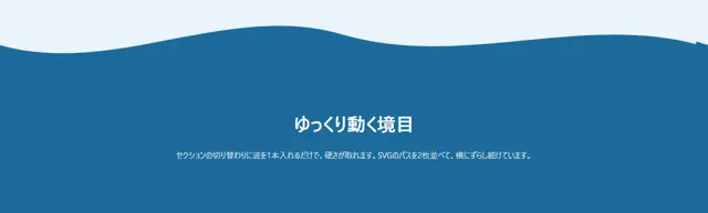 CSSアニメーションのパーツ「波打つ区切り（上下の境目）」