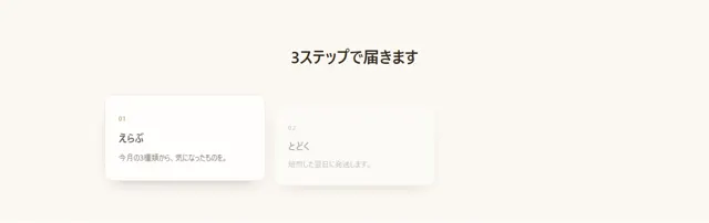 CSSアニメーションのパーツ「カードが順に立ち上がる（3D）」