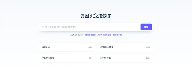 よくある質問のパーツ「検索窓つきヘルプ」