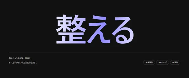 メインビジュアルのパーツ「大きな1単語＋補足」