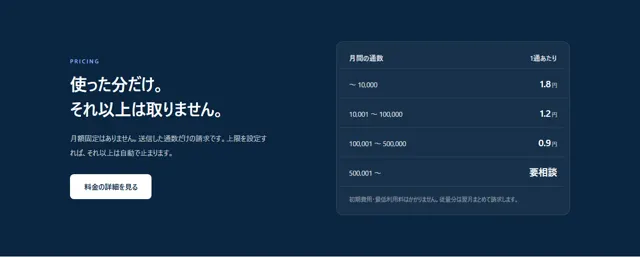 料金のパーツ「従量課金の説明」
