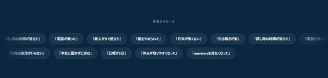 お客様の声のパーツ「引用を敷き詰める（帯）」